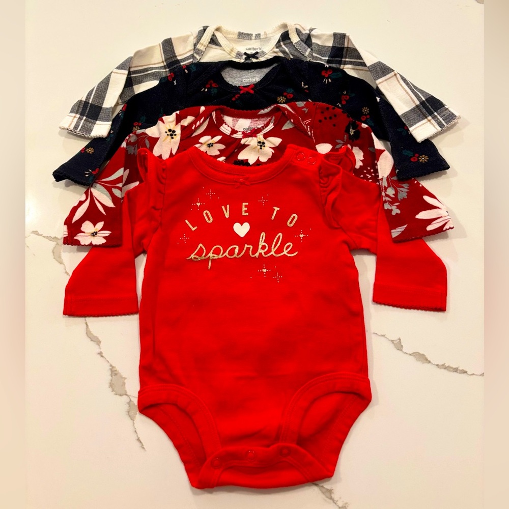 Red 'Love to Sparkle' 12m baby onesie carters